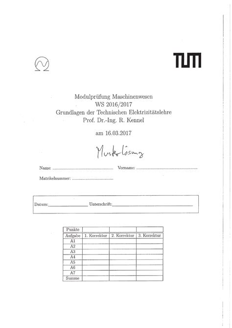 Klausur TE II Halbleiter WS1617 Mu Lö Technische Elektrizitätslehre