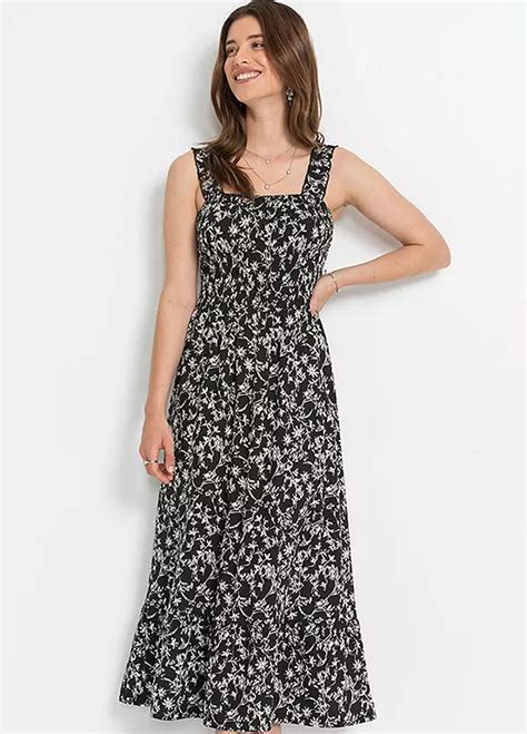 Smocked Midi Dress By Bonprix Look Again