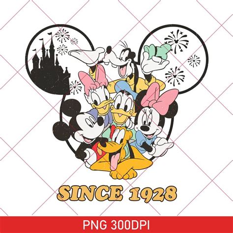 Retro Mickey And Co Est 1928 PNG Vintage Mickey And Friends Inspire