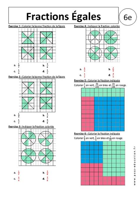 Fraction Et Partage Exercices Corrig S Me Ecritures