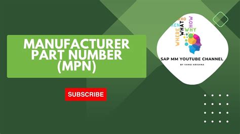 Manufacturer Part Number MPN In SAP MM YouTube