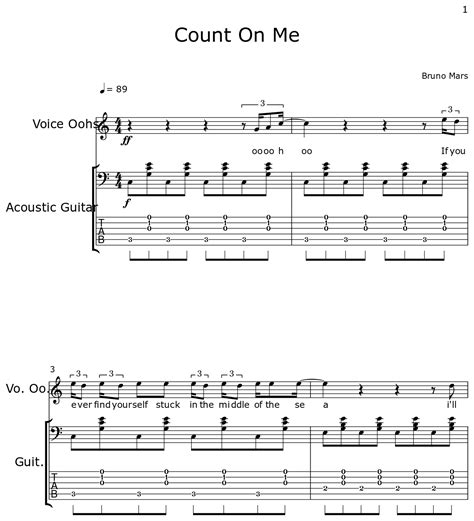 Count On Me - Sheet music for Voice Oohs, Acoustic Guitar