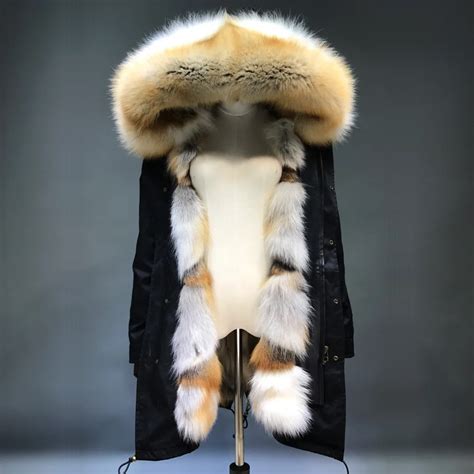 Maylofuer High Quality Detachable Natural Sun Fox Fur Inner Parka Real