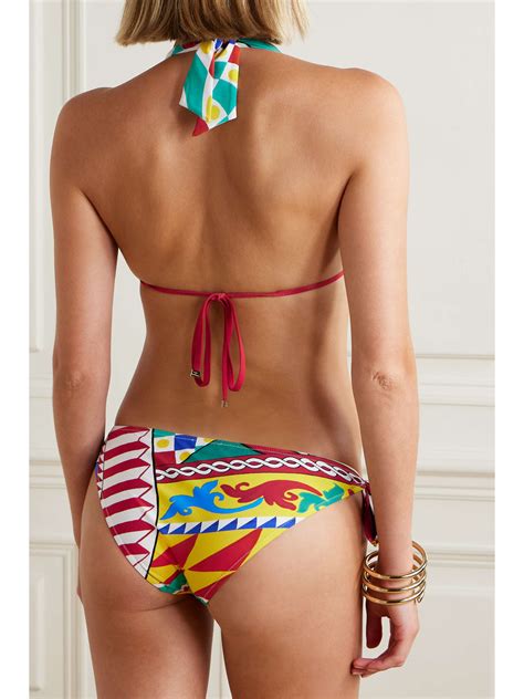 DOLCE GABBANA Carretto Printed Triangle Bikini NET A PORTER