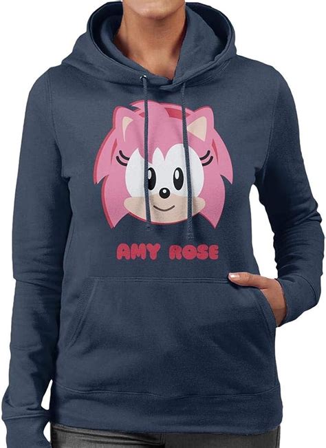 Sonic The Hedgehog Amy Rose Character Head Womens Hooded Sweatshirt