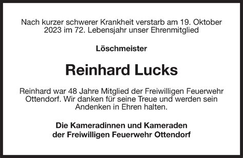 Traueranzeigen Von Reinhard Lucks Trauer Anzeigen De