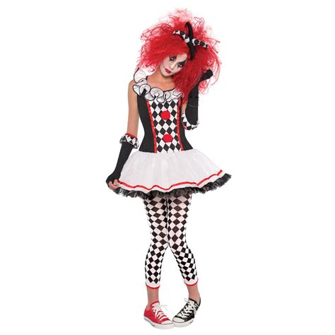 Scary Halloween Sexy Ladies Clown Jester Harley Quinn Honey Fancy Dress Costume Ebay