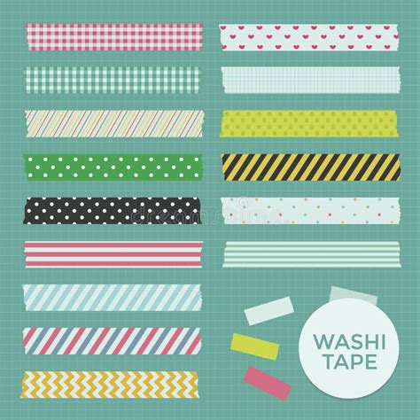 Vector Collection Of Cute Patterned Washi Tape Strips Stock Vector