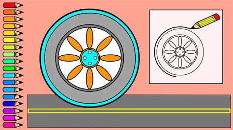 Como dibujar una RUEDA DE COCHE DEPORTIVO dibujos para niños How to