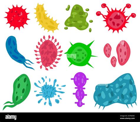 Bacteria Microbes And Viruses Icons Set Stock Vector Image Art Alamy