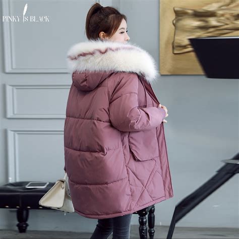 Pinkyisblack Women Winter Jacket Fur Hooded Warm Coat Plus Size