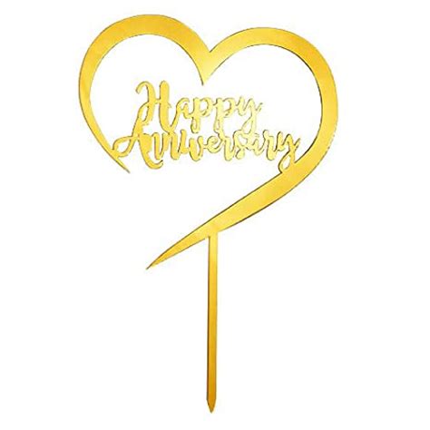 Gold Happy Anniversary In Heart Cake Topper Cake Central Barbados