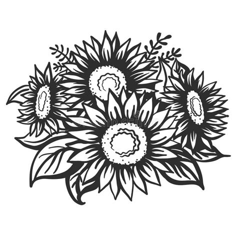 Bouquet Of Sunflowers Sketch Stock Illustration Illustration Of Hand