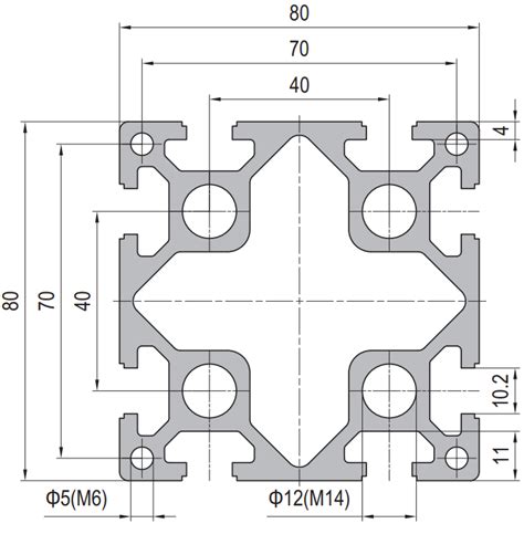 8 Slots Strut Aluminium Profiles Strut Profile PG20 PG30 PG40 PG45