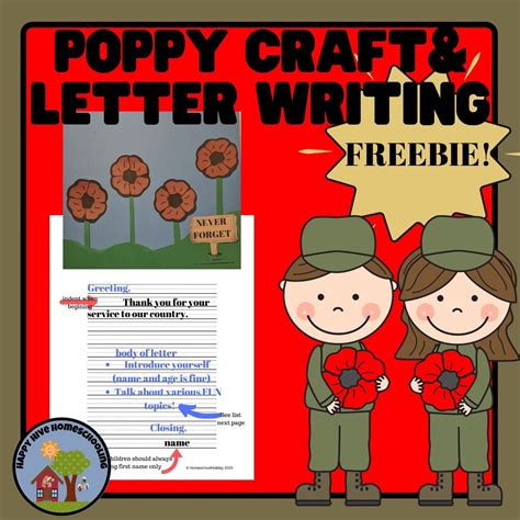 Memorial Day poppy craft and letter writing activity - Happy Hive Homeschooling