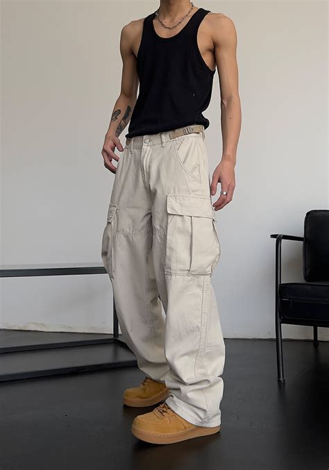 Штаны "MEBXX Straight Cream Cargo Pants" - DL Studio