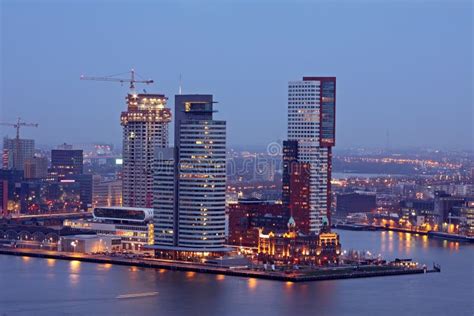 The Harbor From Rotterdam By Night In Netherlands Stock Photo Image