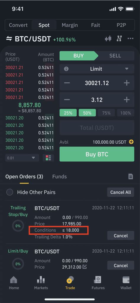 How To Use Spot Trailing Stop Order Binance Support