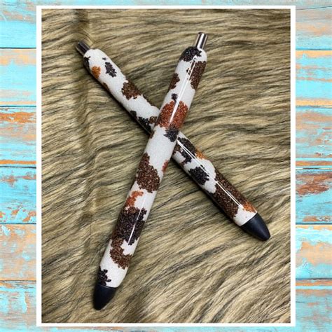 Cow Print Pen Personalized Glitter Pen Cowhide Inkjoy Gel Refillable