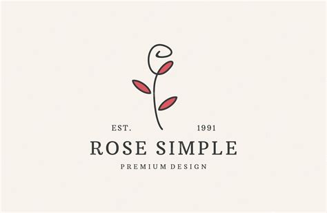 Rose Logo Fleur Simple Vecteur Icône Illustration Vecteur Premium