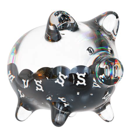 Frax Share Fxs Clear Glass Piggy Bank With Decreasing Piles Of Crypto