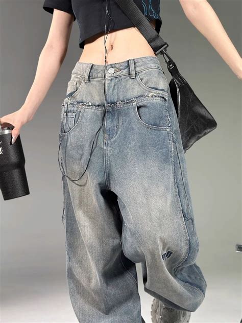 Youyide Vintage Y K Baggy Jeans Women S Korean Style Streetwear Grunge