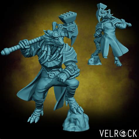 3D Printable Male Dragonfolk Engineer with Mechanical Hammer (PRESUPPORTED) by Velrock Art ...