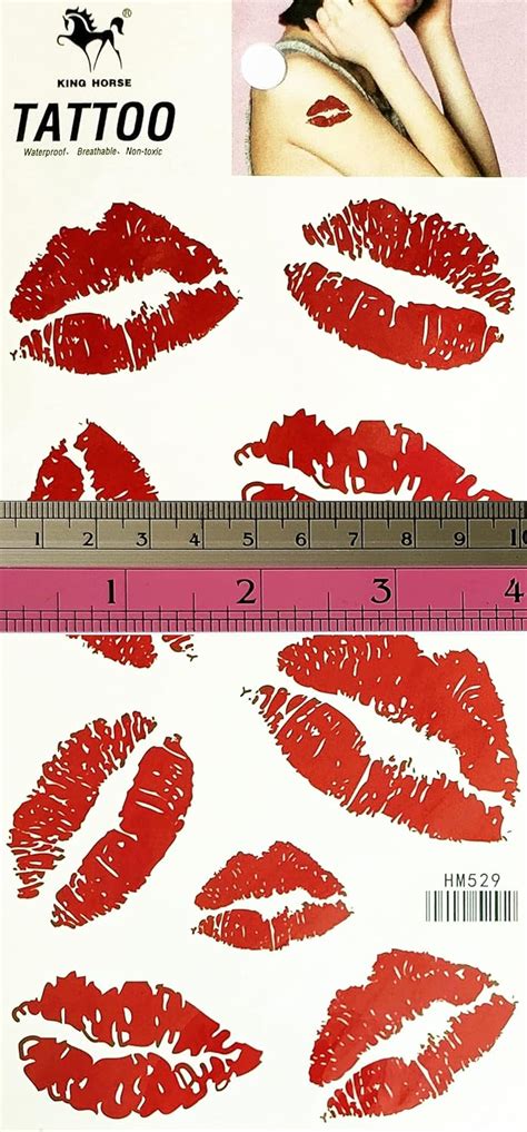 Red Lips Kiss Tatuajes Temporales Impermeables Para Mujeres Y Hombres