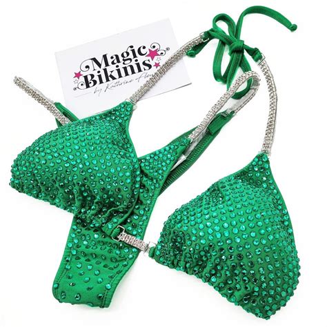 Competition Bikini No 194 NPC Green Lycra With Connectors Magic