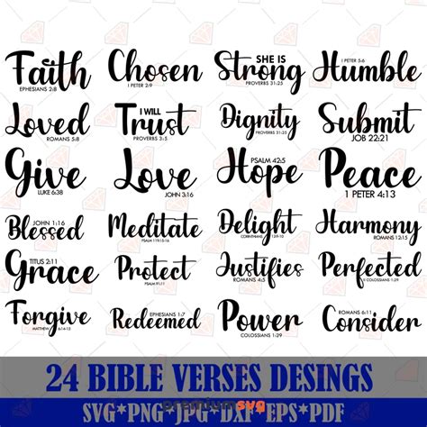 Bible Verses Svg Designs Bundle Christian Inspirational Saying Svg