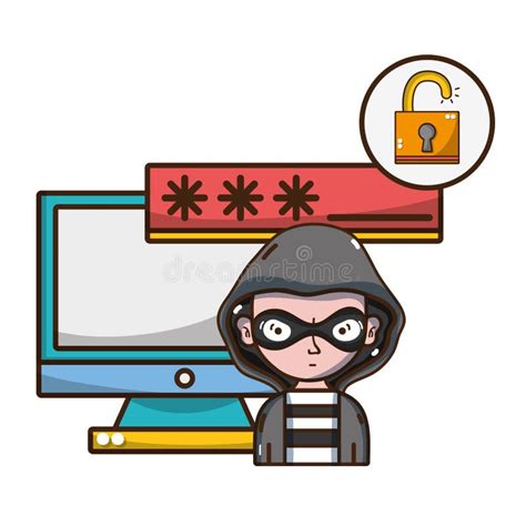 Hacker Cartoon Series Stock Vector Illustration Of Laptop 11785452