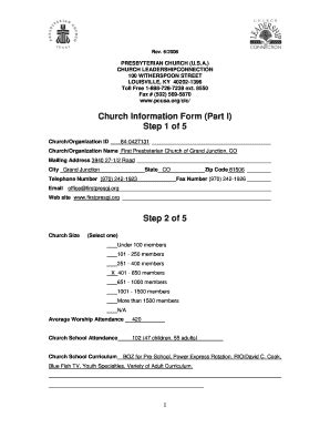 Fillable Online Church Information Form Part I Step Of Step Of