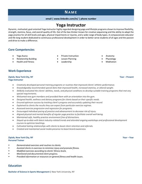 Yoga Instructor Resume Example Guide 2021 Artofit