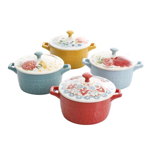 The Pioneer Woman Floral Medley 14.4oz Mini Casseroles, 4-Pack - Walmart.com