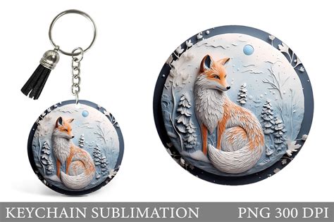 Winter Fox Round Keychain Design Graphic By Shishkovaiv Creative Fabrica