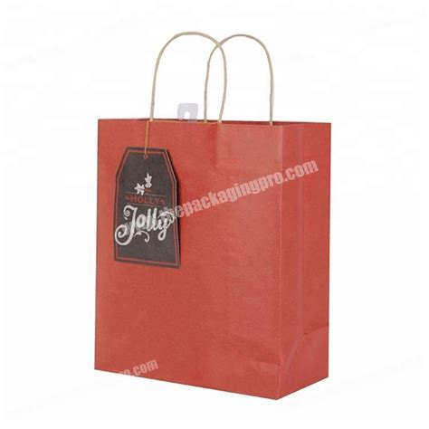 Custom Printed Red Paper Gift Bag With Greaseproof Paper