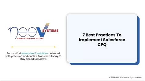 Ppt 7 Best Practices To Implement Salesforce Cpq Neev Systems Powerpoint Presentation Id