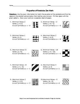 Properties Of Parabolas Zen Math By Funrithmetic Tpt