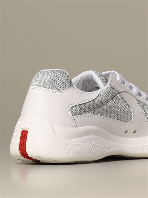 PRADA: Americas cup sneakers in leather and mesh - White | Sneakers Prada 4E3400 6GW GIGLIO.COM