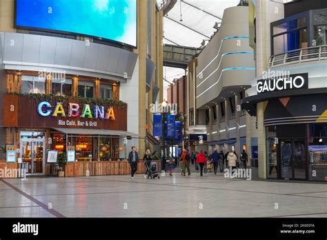 Shops And Restaurants Inside O2 Arena Hall Interior London England