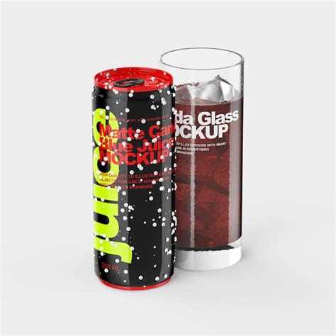 Premium Psd Soda Can And Soda Glass Mockup