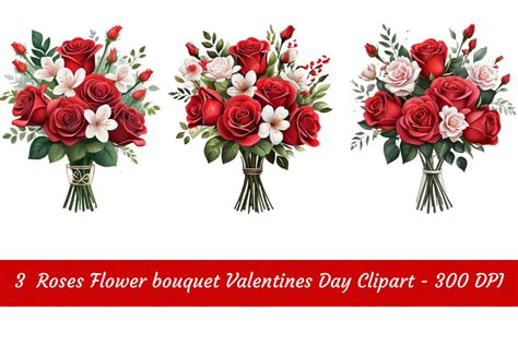 Roses Bouquet Flowers Clipart Valentines Graphic by Clipart · Creative ...