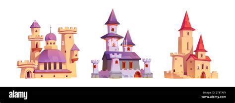 Fairytale Medieval Royal Castle With Flags On Towers Windows And Gates