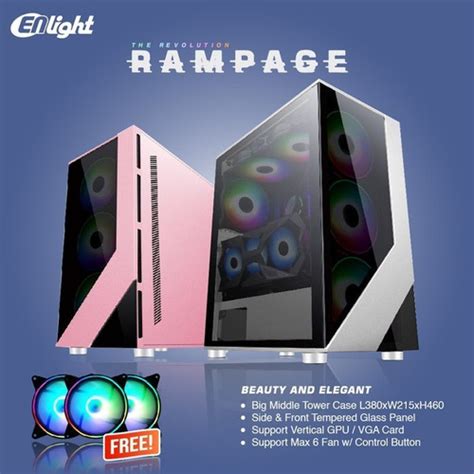 Jual Enlight Rampage Big Mid Tower Atx Tempered Casing Gaming Pc