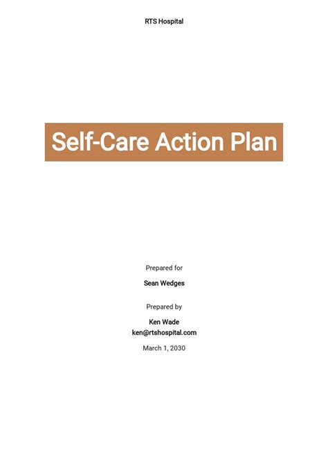 Self Care Action Plan Template