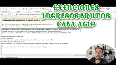 Exencion Ingresos Brutos Iibb Caba Agip Profesionales Youtube