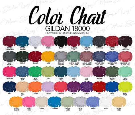 Gildan G Color Chart Unisex Crewneck Sweatshirt Color Chart