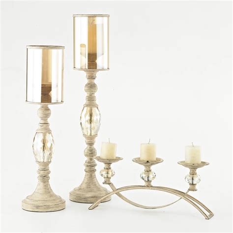 White Metal Candle Holders Crystal Glass Table Candelabra Home Wedding Centerpieces Candlestick ...