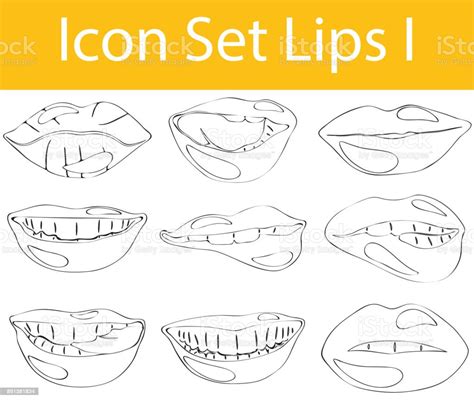 Drawn Doodle Lined Icon Set Lips I Stock Illustration Download Image