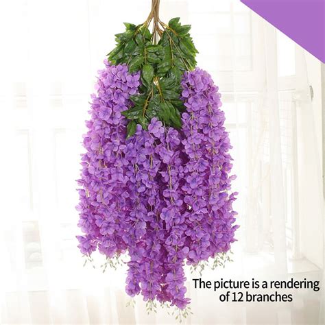 Yannee 12 Pcs Artificial Wisteria Vine Hanging Garland For Wedding